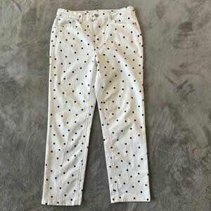 Oat New York Jeans Women's size 10/30 White Black Polka Dot
